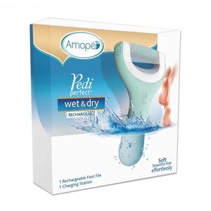 Amope Pedi Perfect Wet & Dry Electric Rechargeable Foot File, Regular Coarse